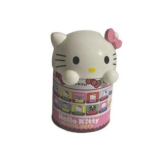 Vintage SANRIO HELLO KITTY Pink Mini Tin Trash Waste Bin 8” ULTRA RARE
